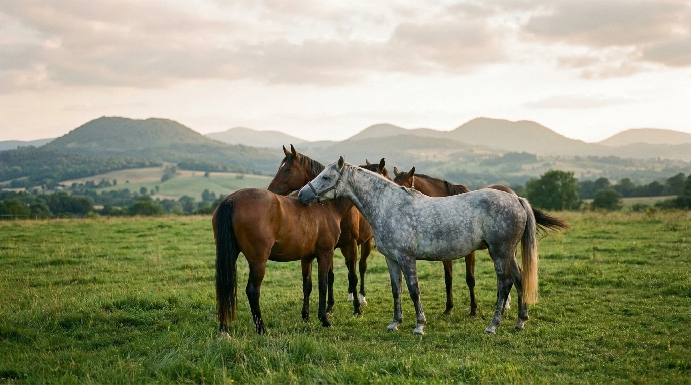 Les chevaux du Caval&so en liberté, Puy-de-Dôme